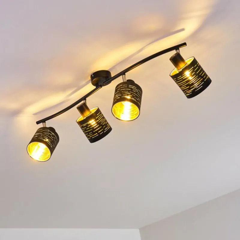 Lampes Dorées-hofstein Plafonnier Bathinda Noir, 4 lumières