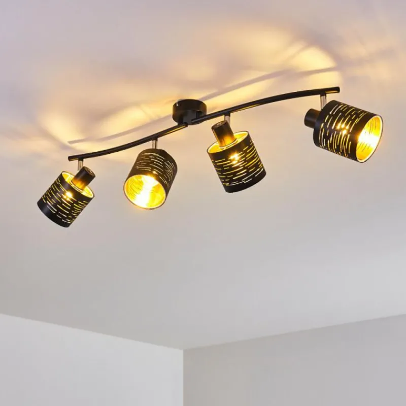 Lampes Dorées-hofstein Plafonnier Bathinda Noir, 4 lumières