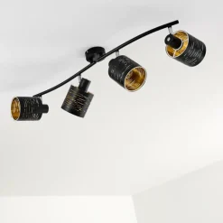 Lampes Dorées-hofstein Plafonnier Bathinda Noir, 4 lumières