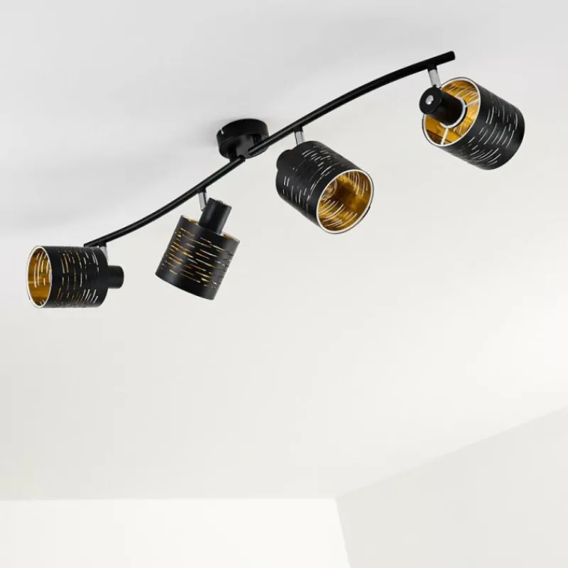 Lampes Dorées-hofstein Plafonnier Bathinda Noir, 4 lumières