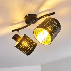 Lampes Dorées-hofstein Plafonnier Bathinda Noir, 2 lumières