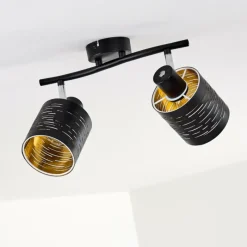 Lampes Dorées-hofstein Plafonnier Bathinda Noir, 2 lumières