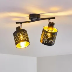 Lampes Dorées-hofstein Plafonnier Bathinda Noir, 2 lumières