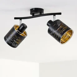 Lampes Dorées-hofstein Plafonnier Bathinda Noir, 2 lumières