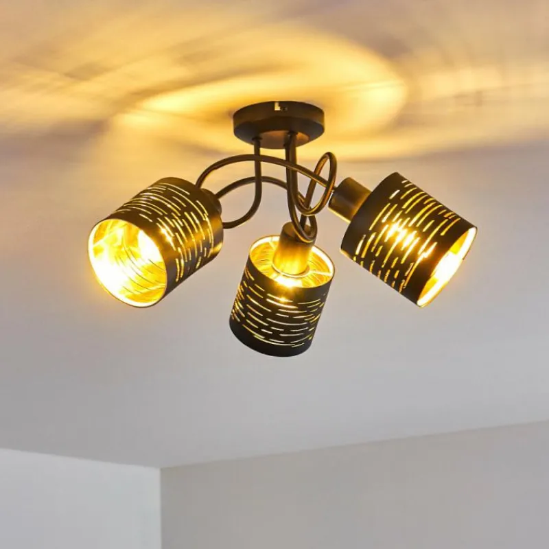 Lampes Dorées-hofstein Plafonnier Bathinda Noir, 3 lumières