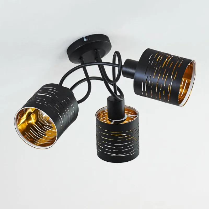 Lampes Dorées-hofstein Plafonnier Bathinda Noir, 3 lumières
