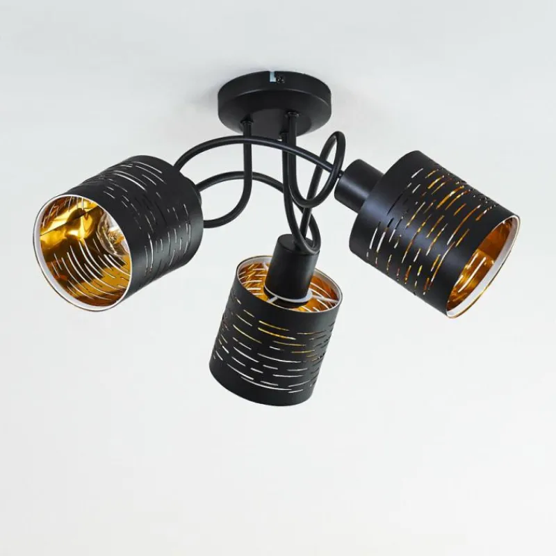Lampes Dorées-hofstein Plafonnier Bathinda Noir, 3 lumières