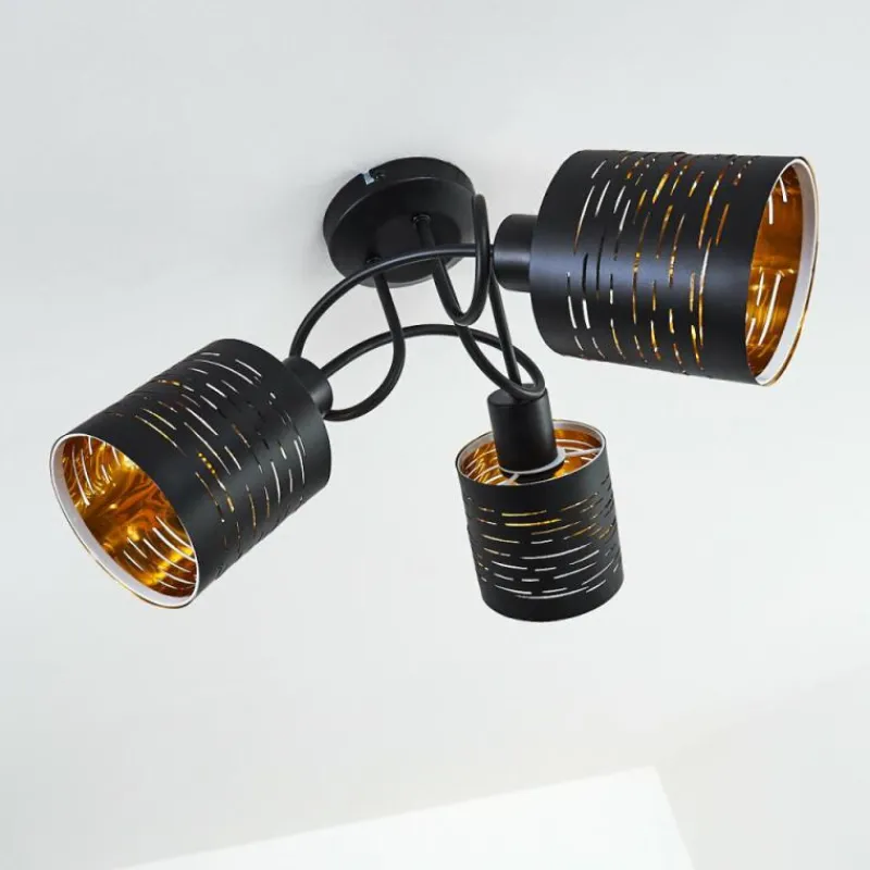 Lampes Dorées-hofstein Plafonnier Bathinda Noir, 3 lumières