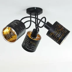 Lampes Dorées-hofstein Plafonnier Bathinda Noir, 3 lumières