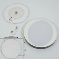 hofstein Plafonnier Beade LED Gris, Blanc, 1 lumière, Télécommandes, Changeur de couleurs