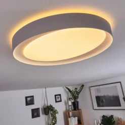 hofstein Plafonnier Beade LED Gris, Blanc, 1 lumière, Télécommandes, Changeur de couleurs