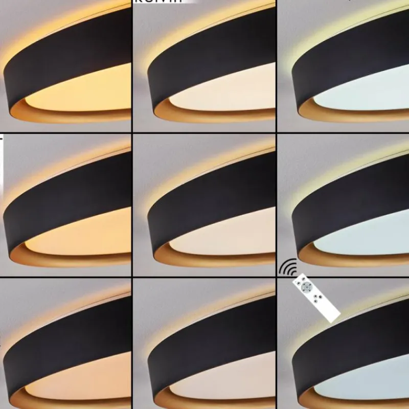 Lampes Dorées-hofstein Plafonnier Beade LED Or, Noir, 1 lumière, Télécommandes