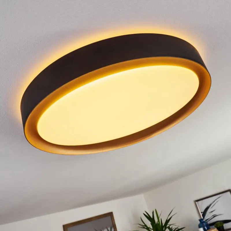 Lampes Dorées-hofstein Plafonnier Beade LED Or, Noir, 1 lumière, Télécommandes