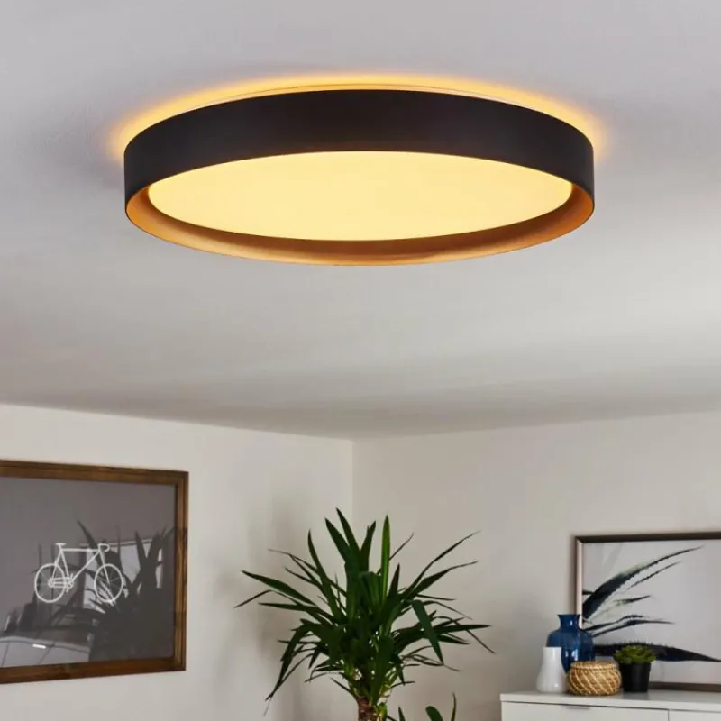 Lampes Dorées-hofstein Plafonnier Beade LED Or, Noir, 1 lumière, Télécommandes