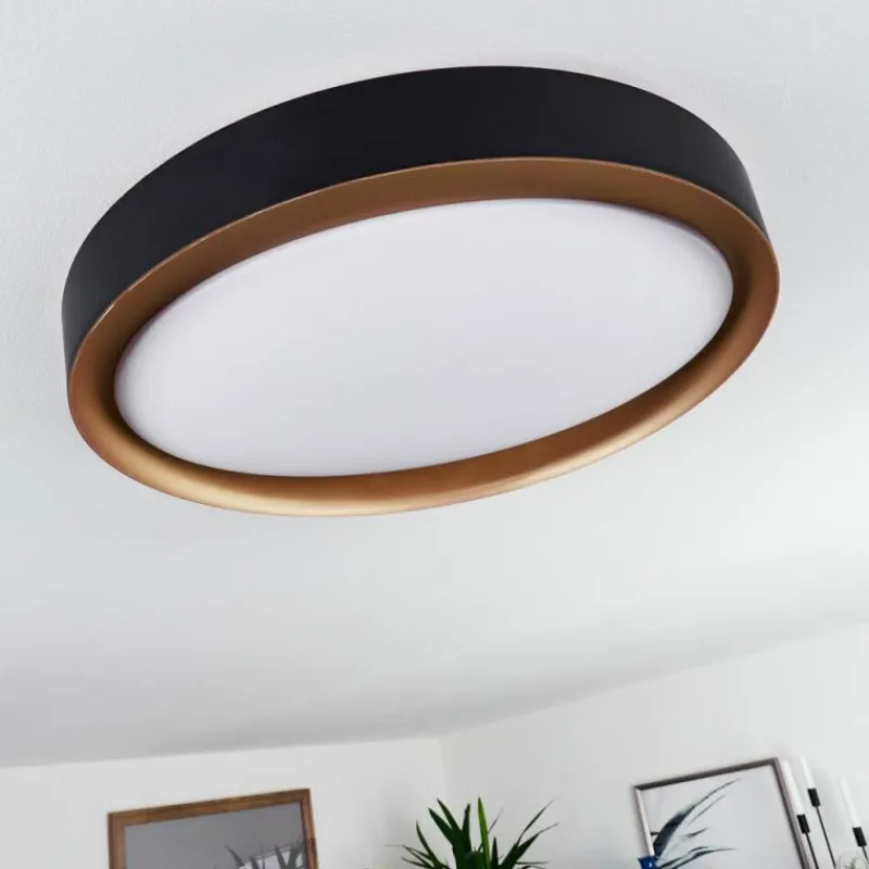 Lampes Dorées-hofstein Plafonnier Beade LED Or, Noir, 1 lumière, Télécommandes