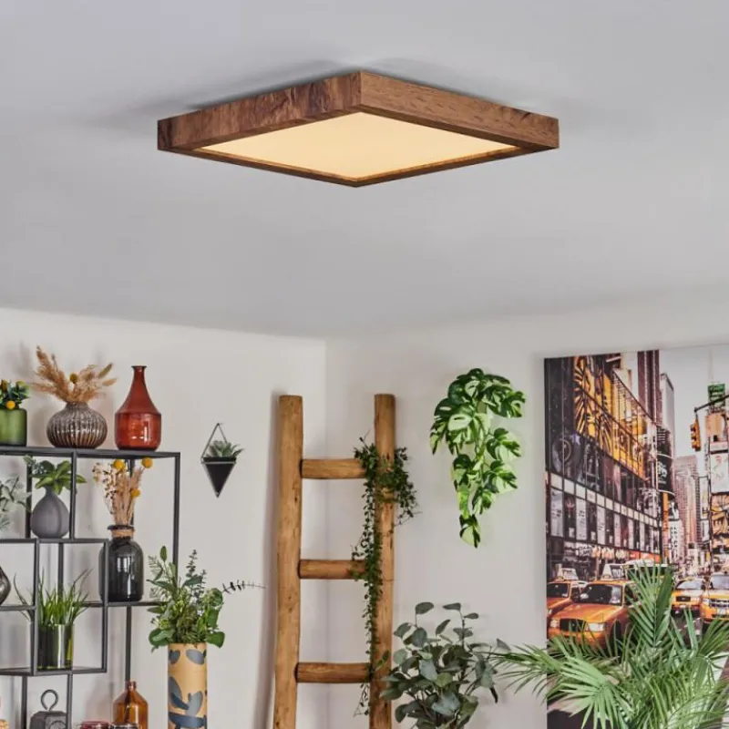 hofstein Plafonnier Bealeton LED Brun, Couleur bois, 1 lumière