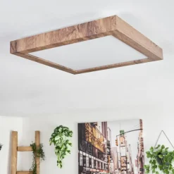 hofstein Plafonnier Bealeton LED Brun, Couleur bois, 1 lumière