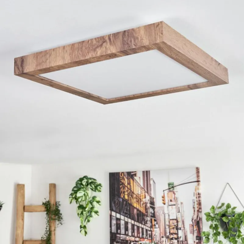 hofstein Plafonnier Bealeton LED Brun, Couleur bois, 1 lumière