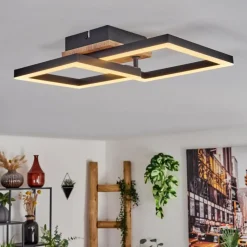 hofstein Plafonnier Bealo LED Brun, Couleur bois, 1 lumière