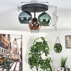 hofstein Plafonnier Belp Noir, 3 lumières