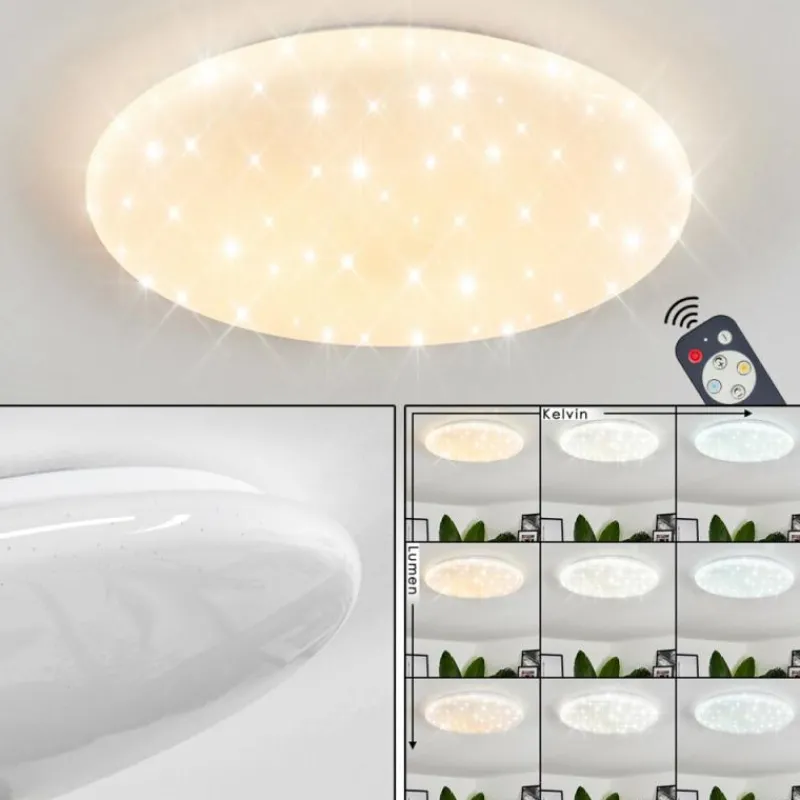 hofstein Plafonnier Benifla LED Blanc, 1 lumière, Télécommandes