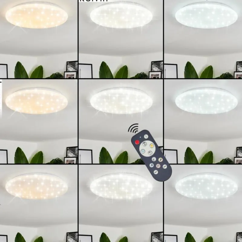 hofstein Plafonnier Benifla LED Blanc, 1 lumière, Télécommandes