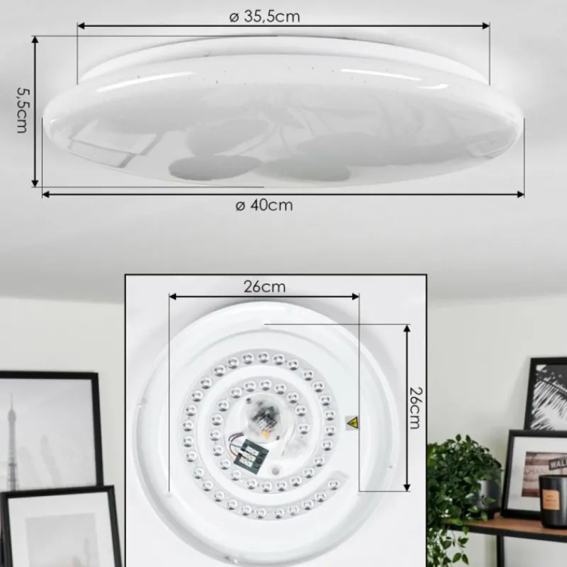 hofstein Plafonnier Benifla LED Blanc, 1 lumière, Télécommandes