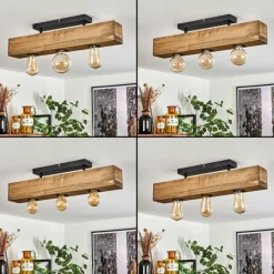 Lampes Industrielles-hofstein Plafonnier Berat Brun, Noir, 3 lumières