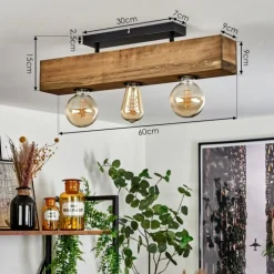 Lampes Industrielles-hofstein Plafonnier Berat Brun, Noir, 3 lumières