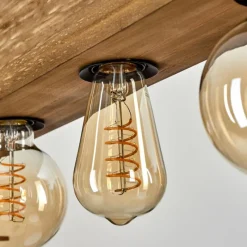 Lampes Industrielles-hofstein Plafonnier Berat Brun, Noir, 4 lumières