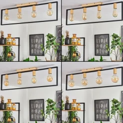 Lampes Industrielles-hofstein Plafonnier Bergo Couleur bois, Écru, Noir, 4 lumières