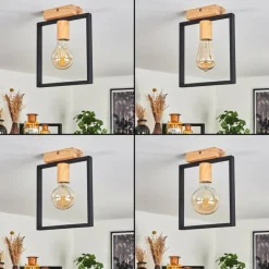 Lampes Industrielles-hofstein Plafonnier Bergo Couleur bois, Écru, Noir, 1 lumière