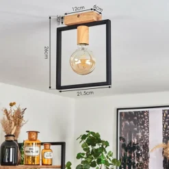 Lampes Industrielles-hofstein Plafonnier Bergo Couleur bois, Écru, Noir, 1 lumière