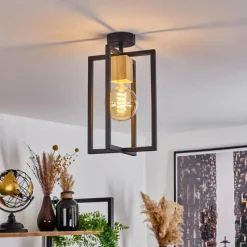 Lampes Vintages & Rétros-hofstein Plafonnier Bergo Écru, Noir, 1 lumière