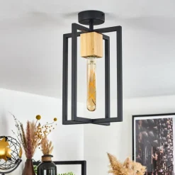 Lampes Vintages & Rétros-hofstein Plafonnier Bergo Écru, Noir, 1 lumière