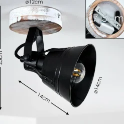 Lampes Dorées-hofstein Plafonnier Berkeley Bois clair, Noir, Noir doré, 1 lumière