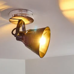 Lampes Dorées-hofstein Plafonnier Berkeley Bois clair, Noir, Noir doré, 1 lumière