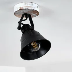 Lampes Dorées-hofstein Plafonnier Berkeley Bois clair, Noir, Noir doré, 1 lumière