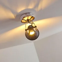 Lampes Dorées-hofstein Plafonnier Berkeley Bois clair, Noir, Noir doré, 1 lumière