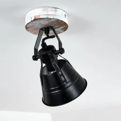 Lampes Dorées-hofstein Plafonnier Berkeley Bois clair, Noir, Noir doré, 1 lumière