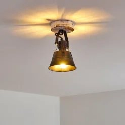 Lampes Dorées-hofstein Plafonnier Berkeley Bois clair, Noir, Noir doré, 1 lumière