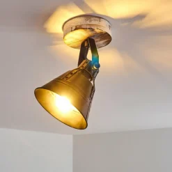 Lampes Dorées-hofstein Plafonnier Berkeley Bois clair, Noir, Noir doré, 1 lumière