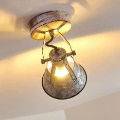 Lampes Industrielles-hofstein Plafonnier Berkeley Bois clair, Zingué, 1 lumière