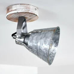 Lampes Industrielles-hofstein Plafonnier Berkeley Bois clair, Zingué, 1 lumière