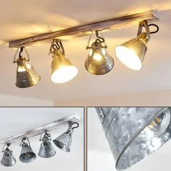 Lampes Industrielles-hofstein Plafonnier Berkeley Bois clair, Zingué, 4 lumières