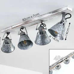 Lampes Industrielles-hofstein Plafonnier Berkeley Bois clair, Zingué, 4 lumières
