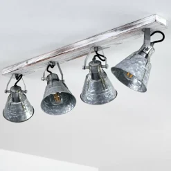 Lampes Industrielles-hofstein Plafonnier Berkeley Bois clair, Zingué, 4 lumières