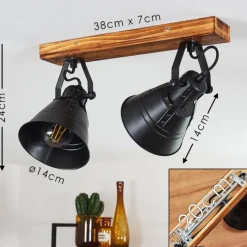 Lampes Industrielles-hofstein Plafonnier Berkeley Bois foncé, Noir, 2 lumières