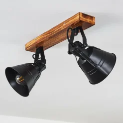 Lampes Industrielles-hofstein Plafonnier Berkeley Bois foncé, Noir, 2 lumières