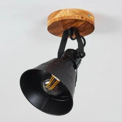 Lampes Industrielles-hofstein Plafonnier Berkeley Bois foncé, Noir, 1 lumière